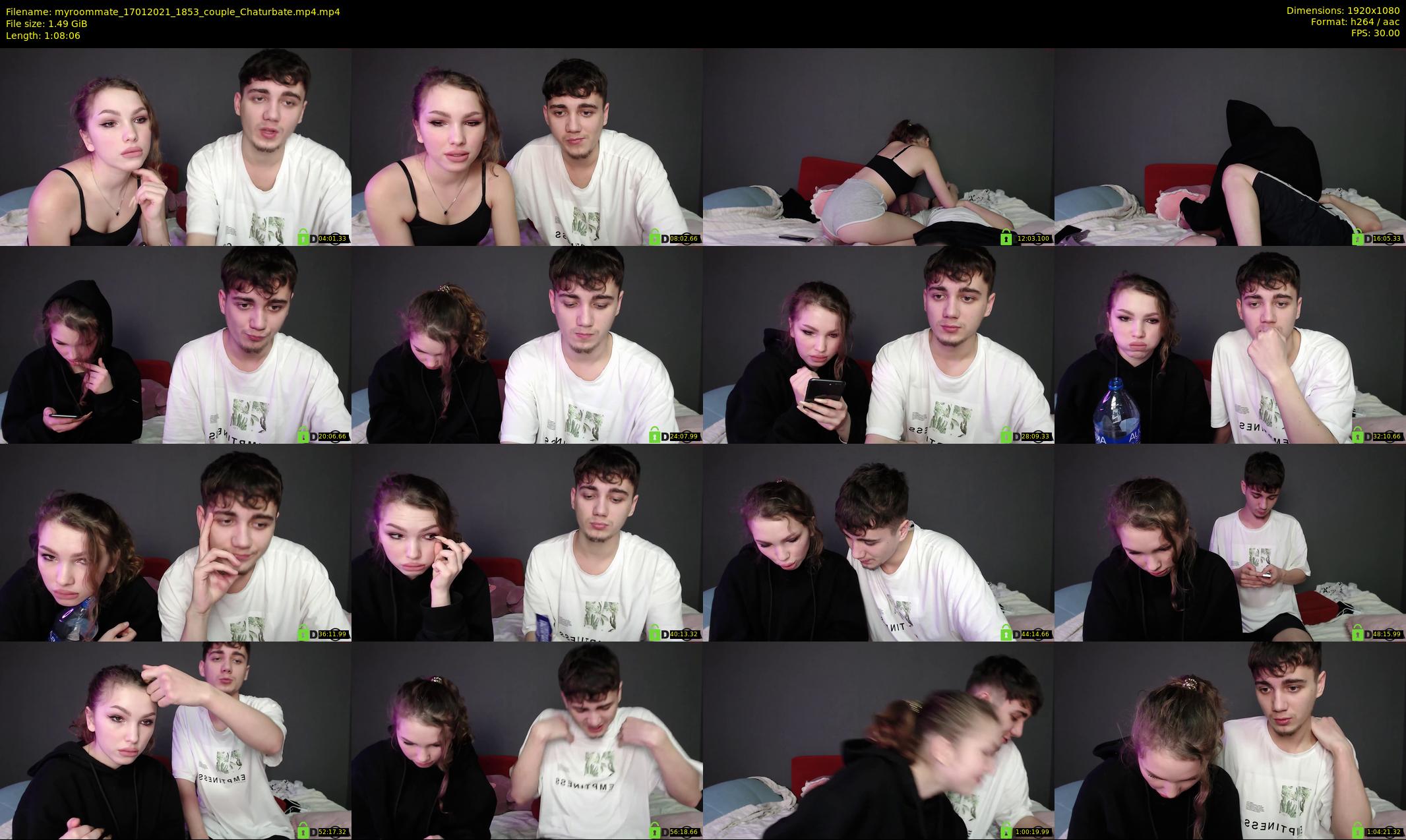 myroommate — 69 minute Chaturbate Couple stripcam recording, 1080p, Jan 17, 2021