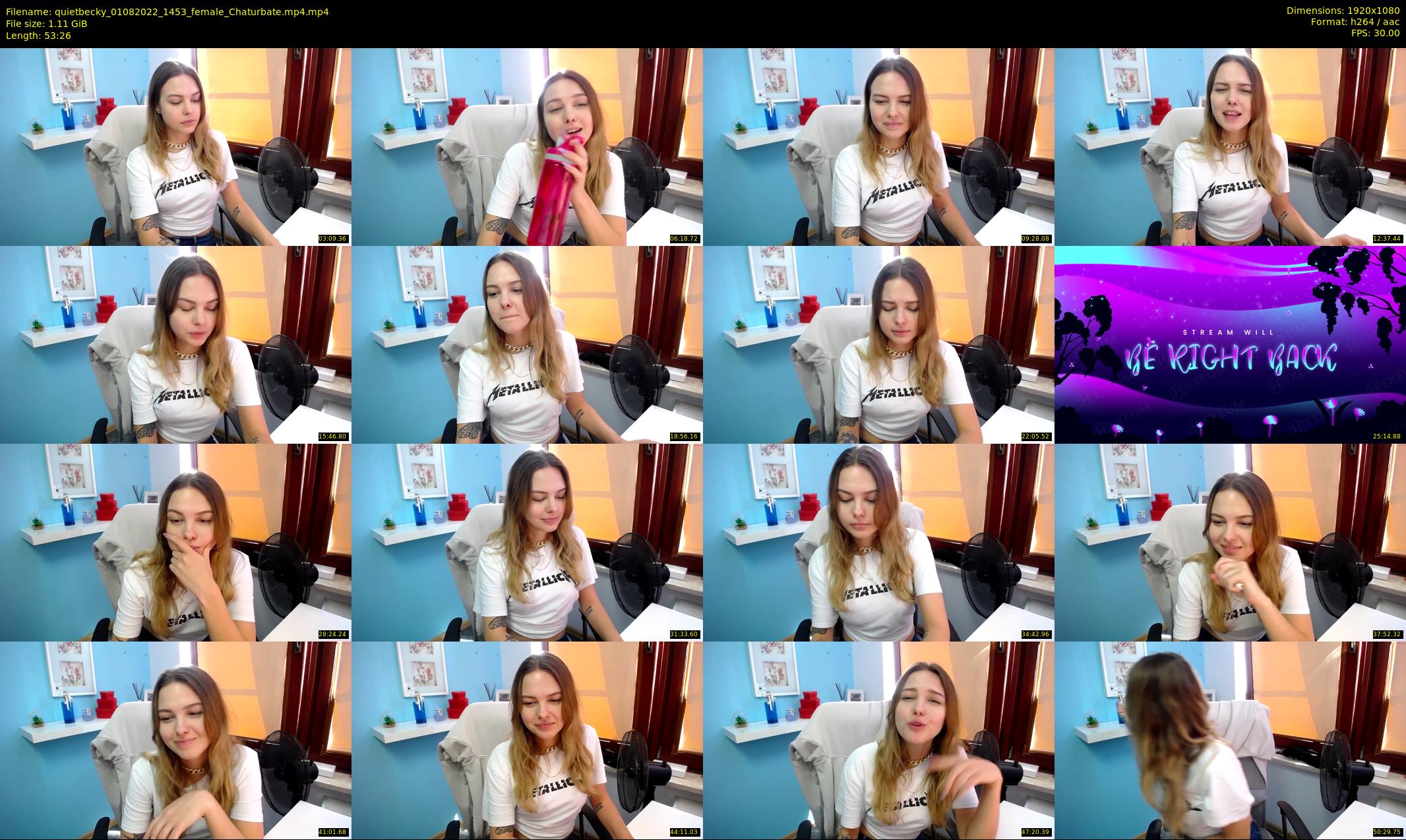 quietbecky — 54 minute Chaturbate Female stripcam recording, 1080p, Aug 1, 2022