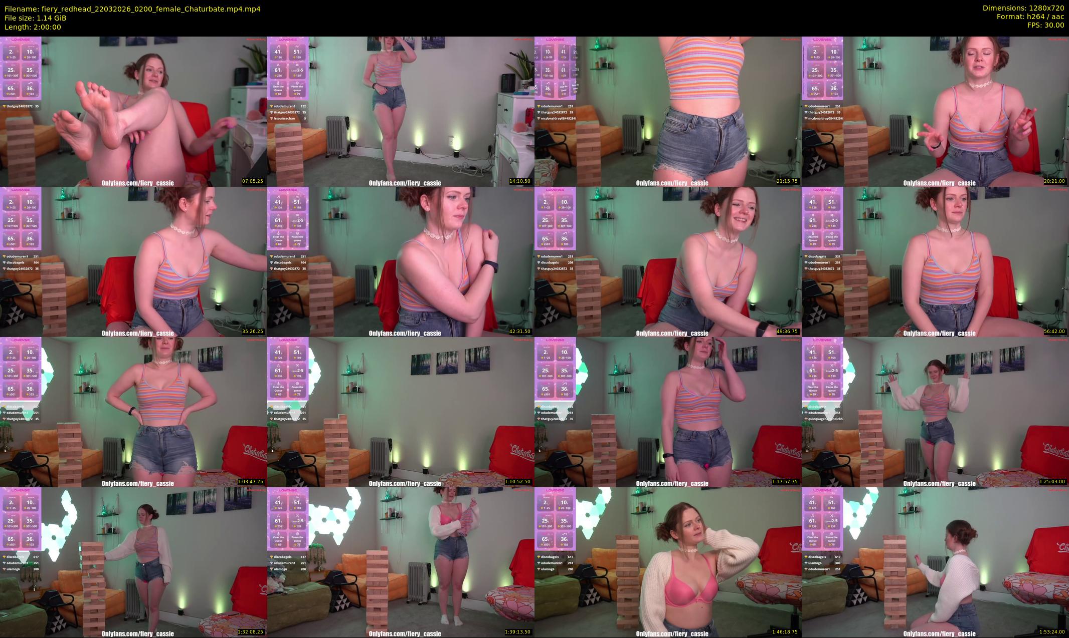 fiery_redhead — 120 minute Chaturbate Female stripcam recording, 720p, Mar 22, 2026